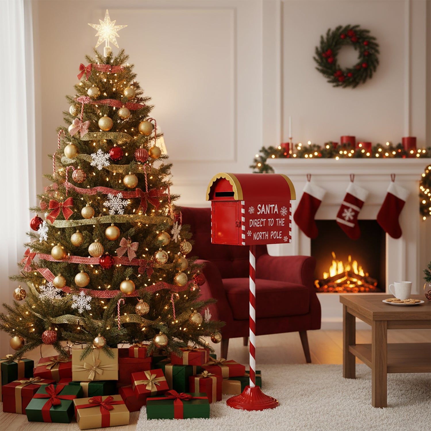 VESTIAMO CASA GRAN NATALE - Cassetta Postale Natalizia in metallo Rossa h77 cm